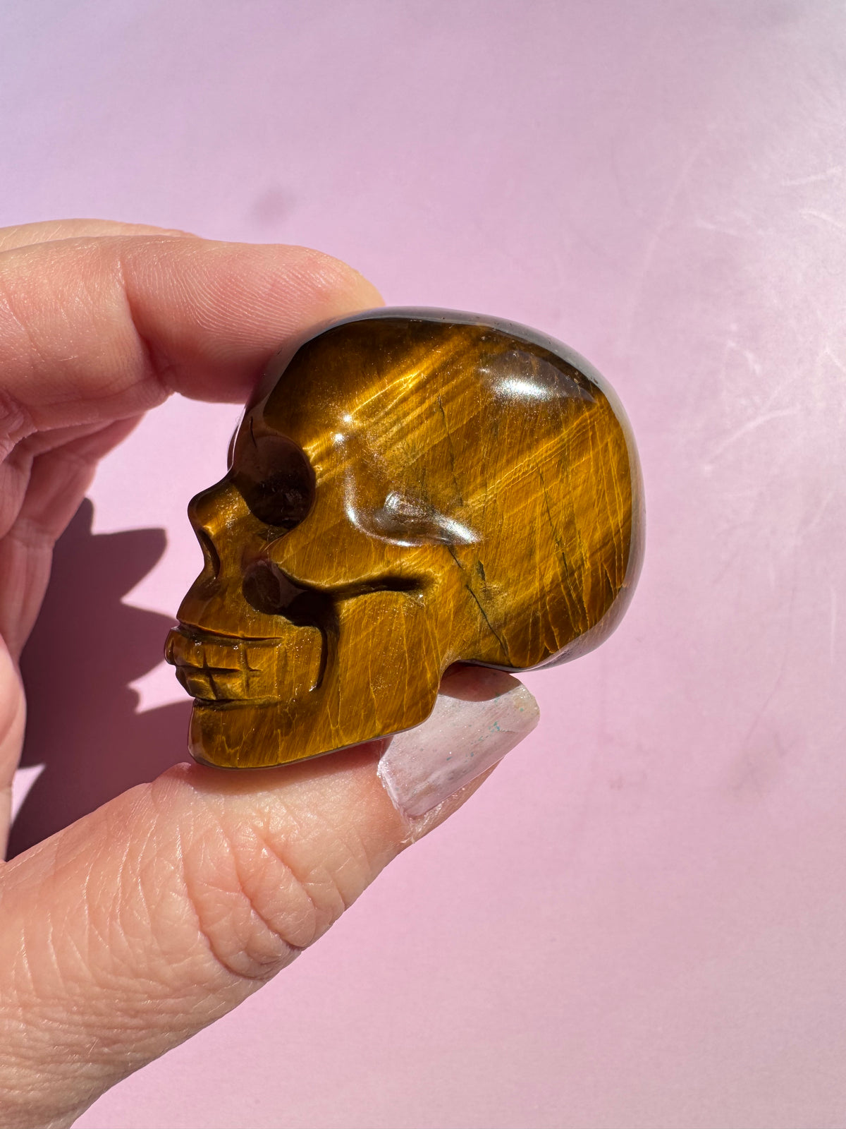 Tiger's Eye Skull Carving