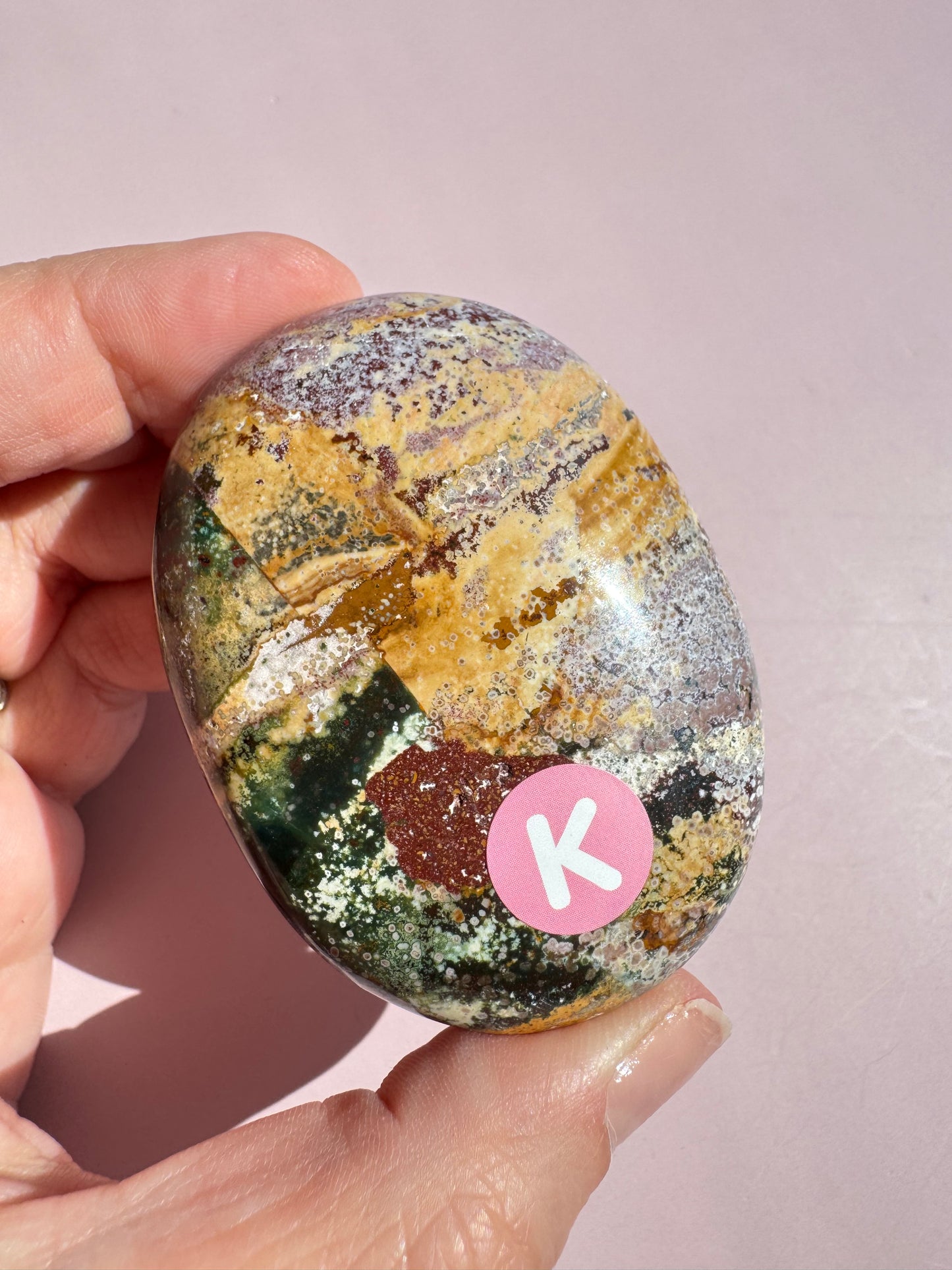 Unicorn Jasper Palm Stone - from India (Item K)