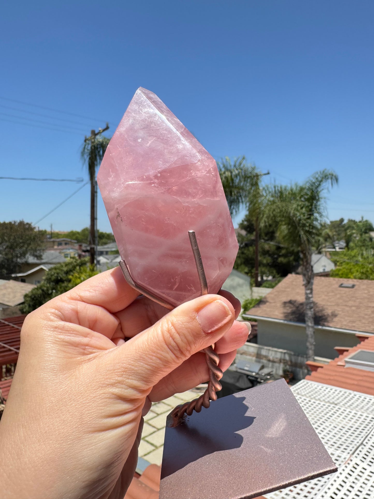 Rose Quartz Polished Freeform on Stand, from Brazil - Item A