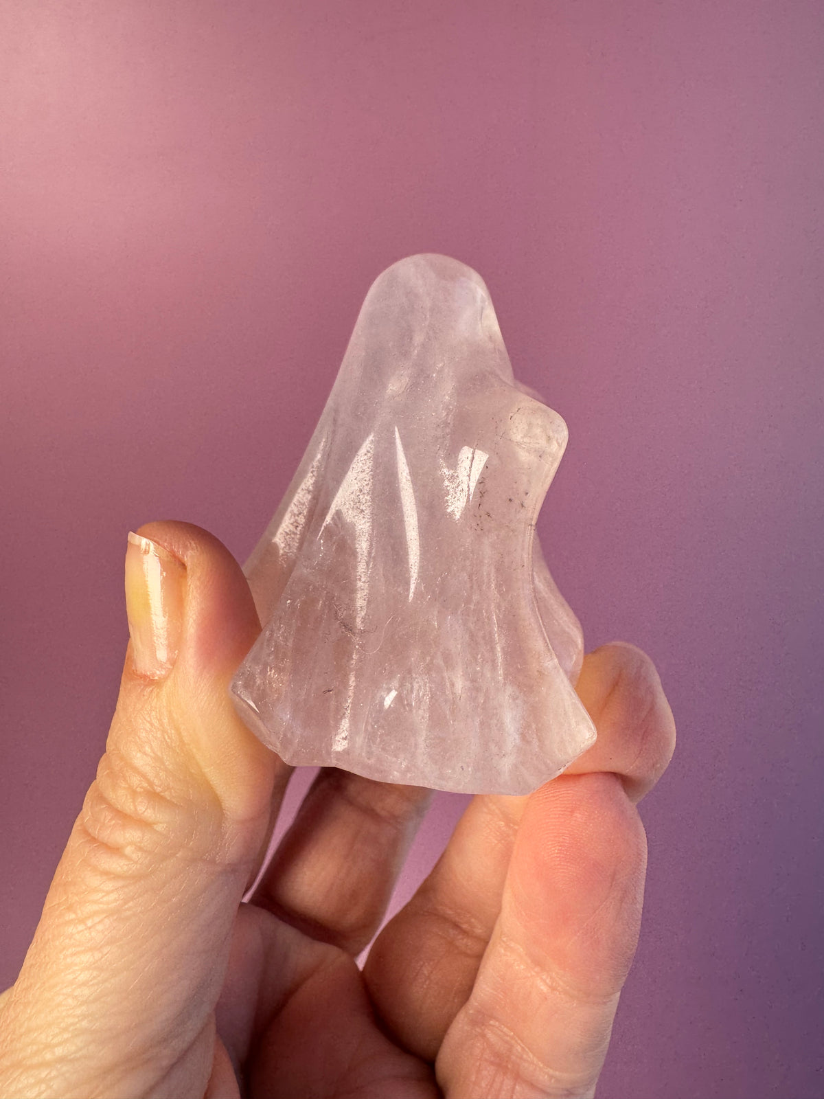 Rose Quartz Ghost Carvings
