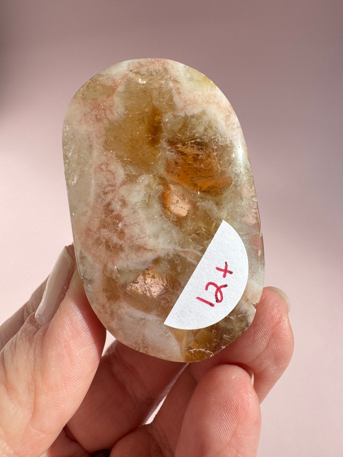 Honeycomb Citrine (Treated) Palm Stone - Item T
