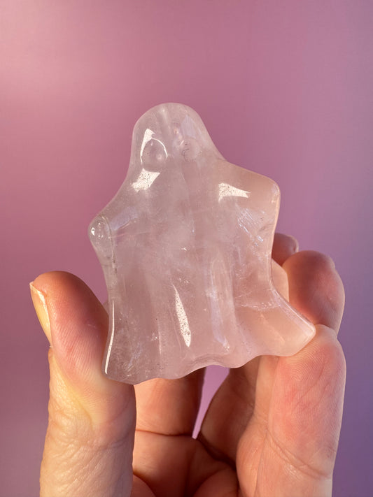 Rose Quartz Ghost Carvings