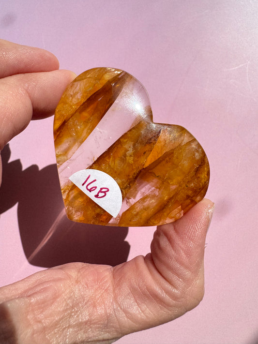 Golden Healer Quartz Heart Carving - ITEM B
