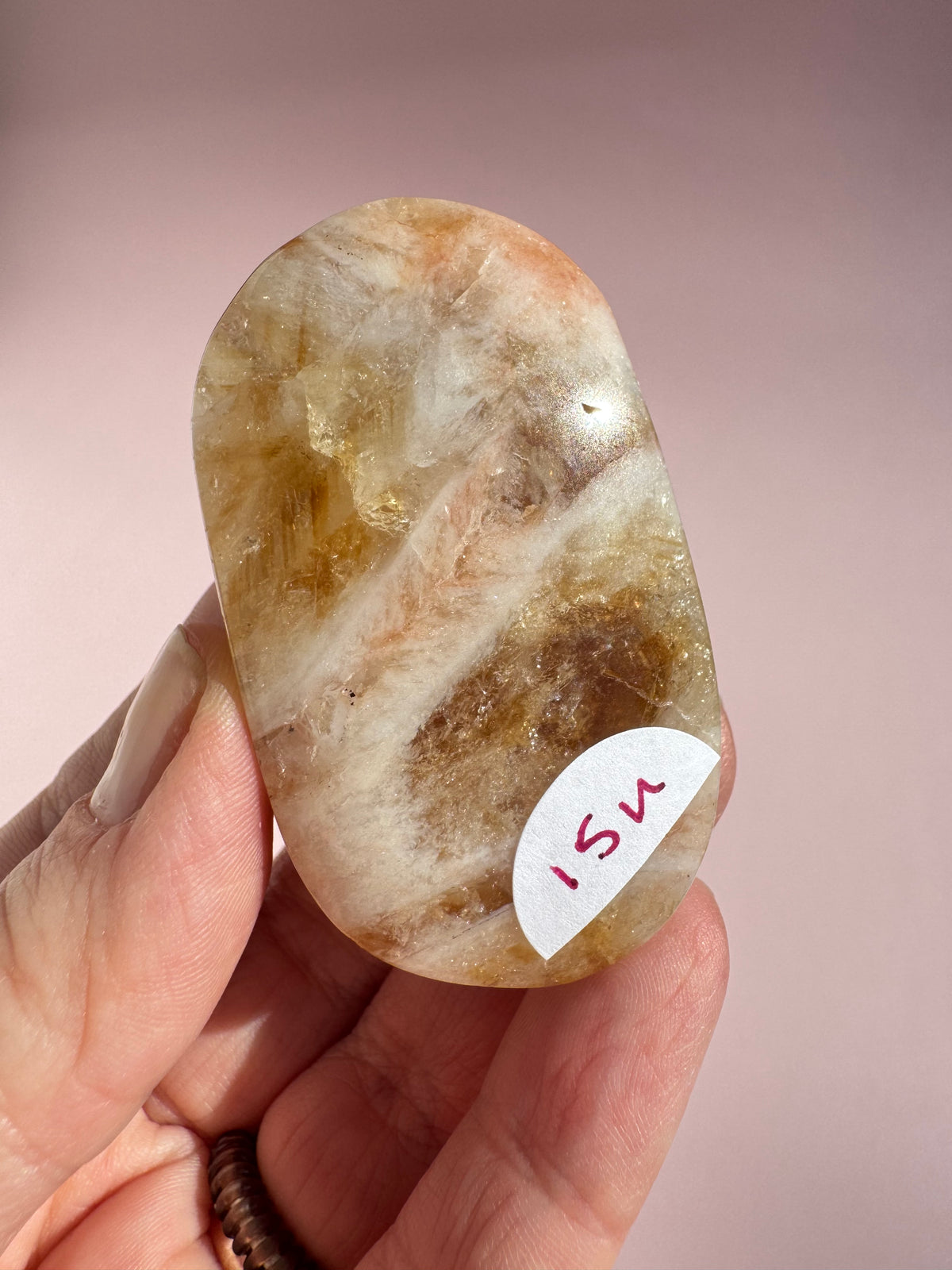 Honeycomb Citrine (Treated) Palm Stone - Item U