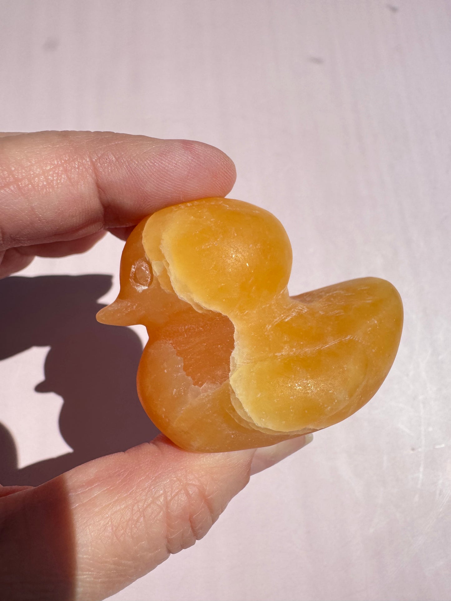 Orange Calcite Duck Carving - Item G