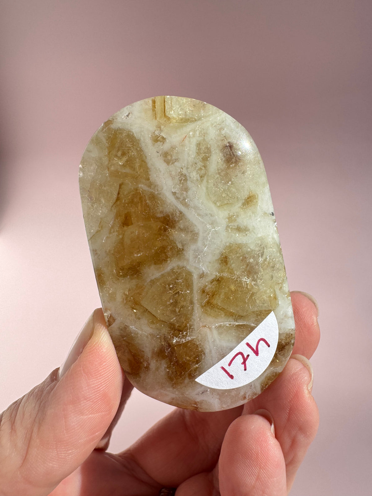 Honeycomb Citrine (Treated) Palm Stone - Item H
