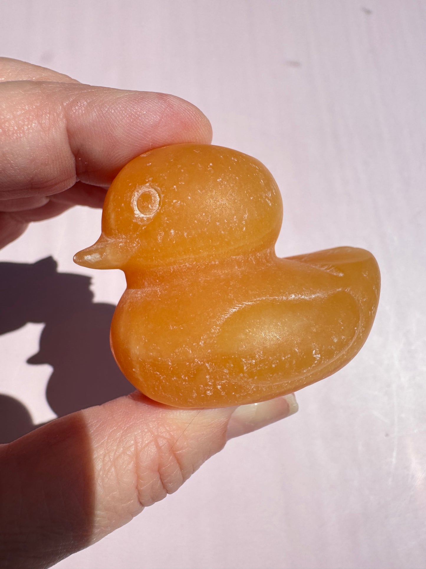 Orange Calcite Duck Carving - Item H