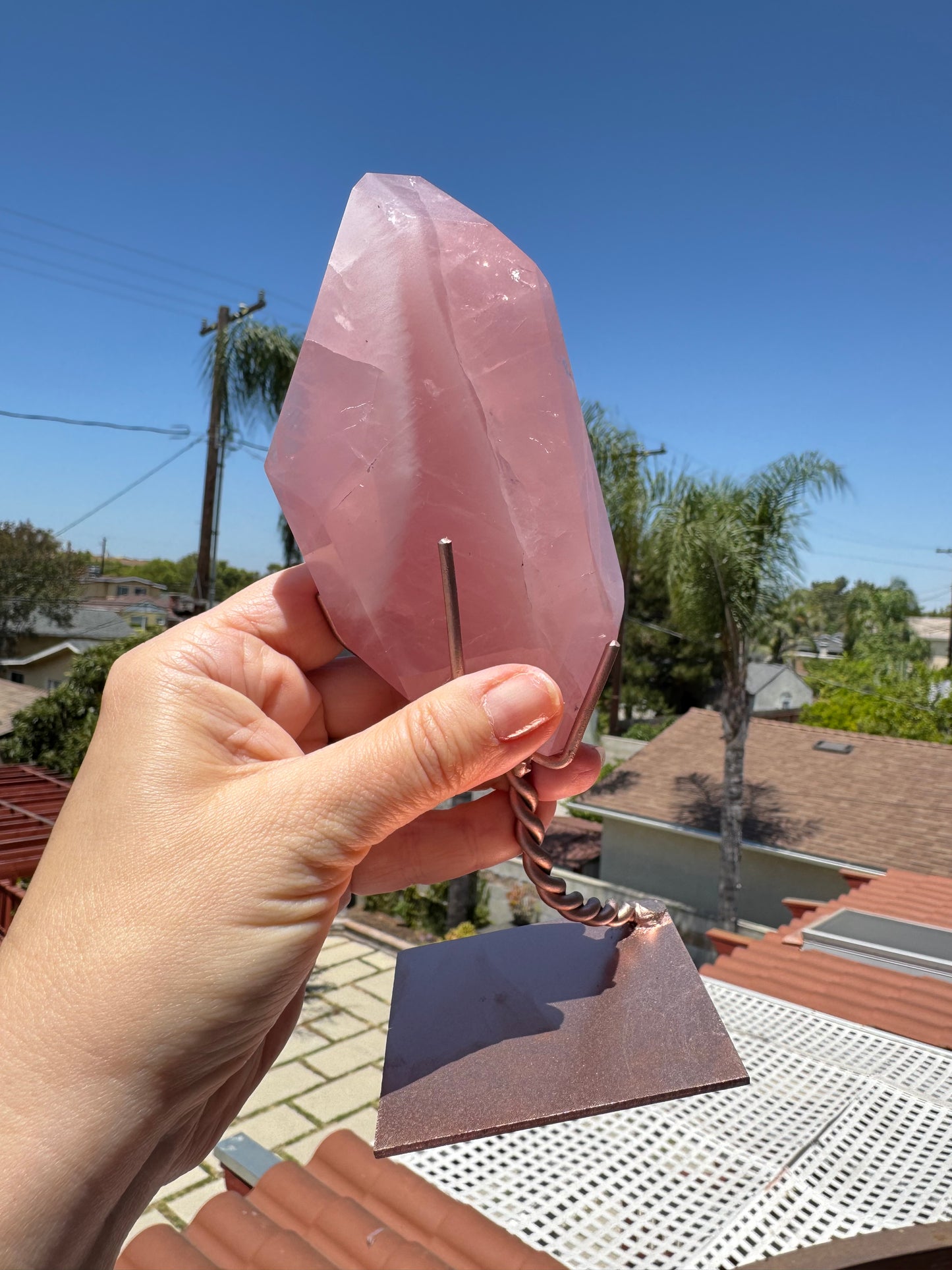 Rose Quartz Polished Freeform on Stand, from Brazil - Item B