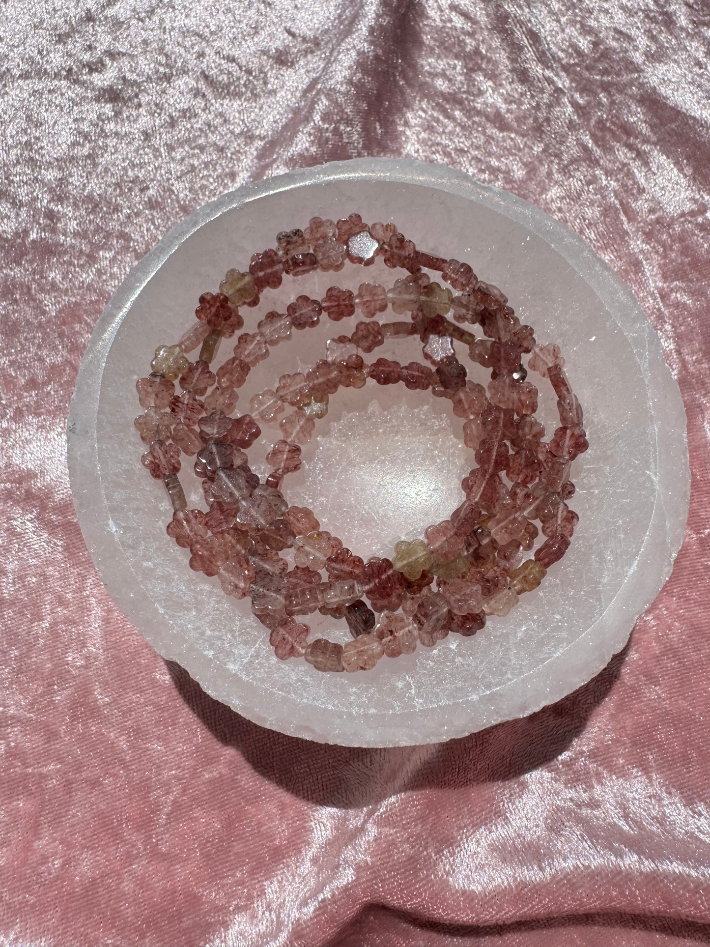 Strawberry Quartz Flower Bracelet (6.75")