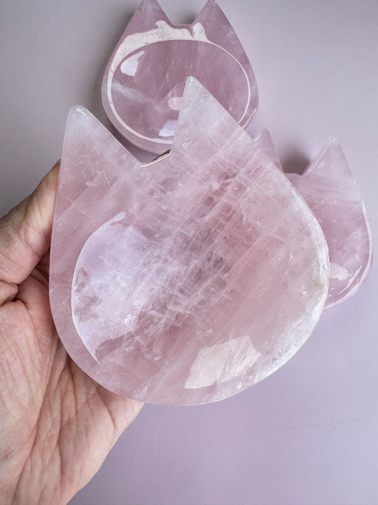 Rose Quartz Cat Shaped Bowl