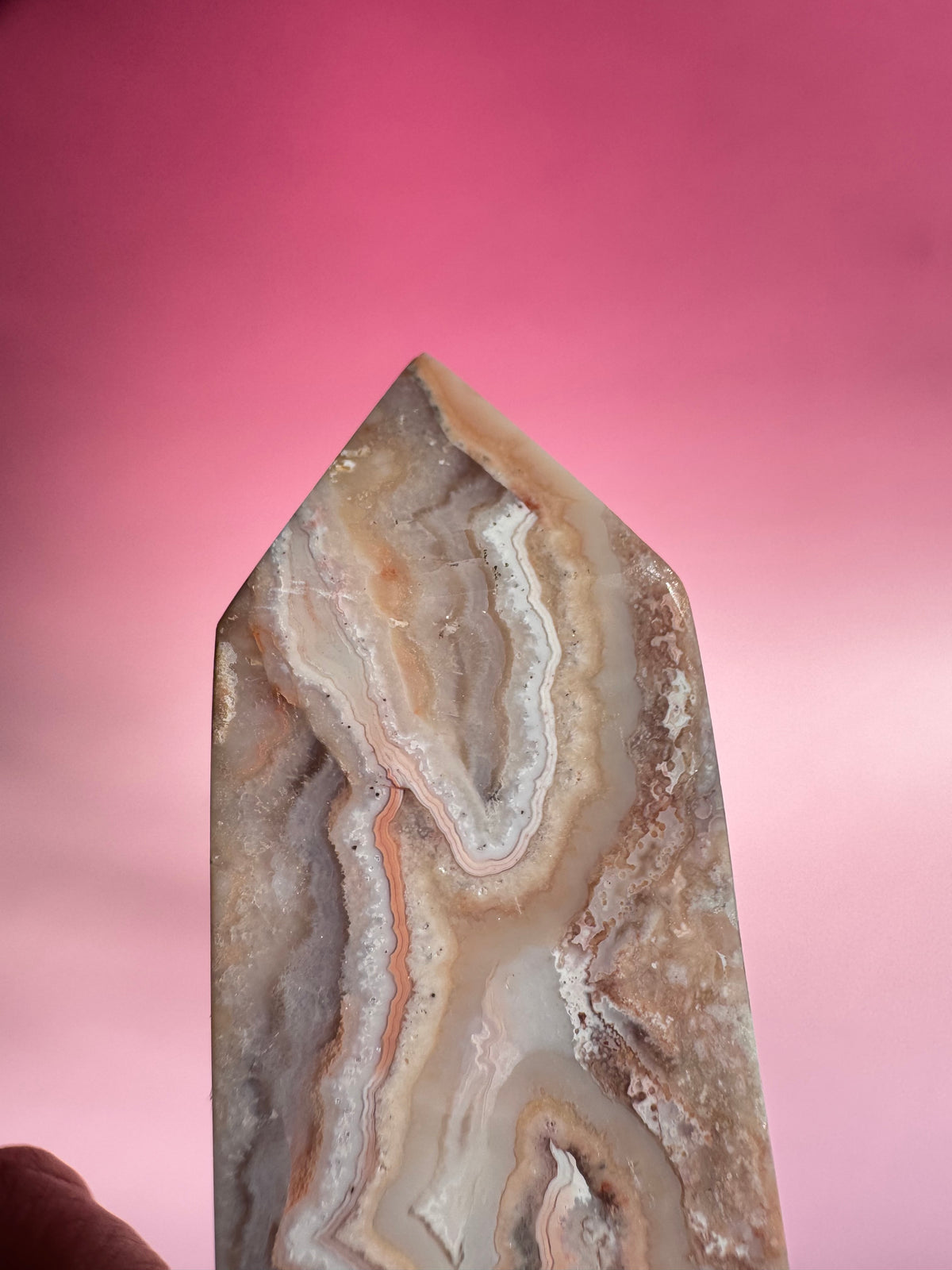 Pastel Pink Crazy Lace Agate Tower - ITEM Y