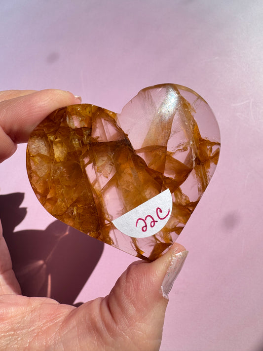 Golden Healer Quartz Heart Carving - ITEM C