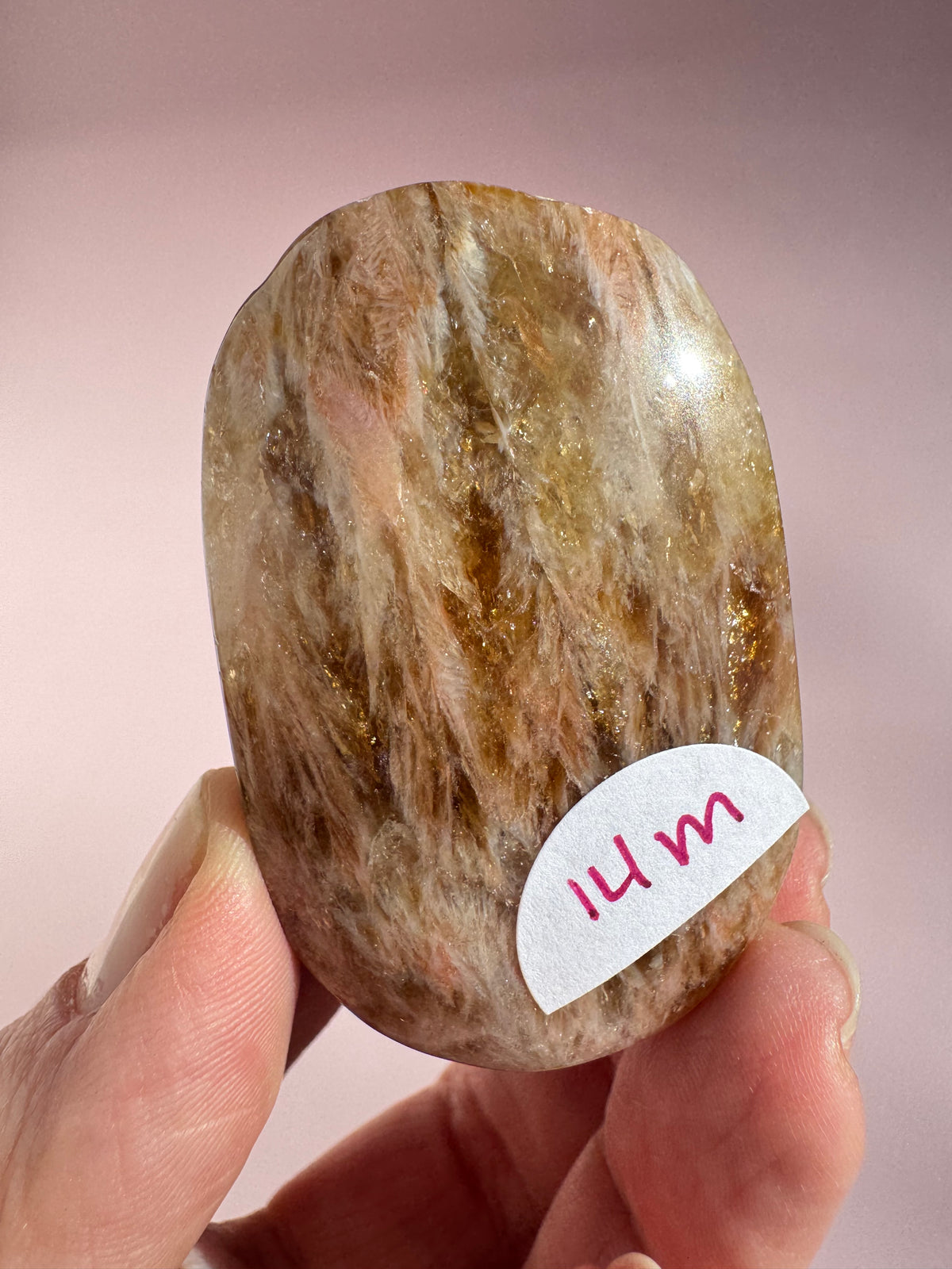 Honeycomb Citrine (Treated) Palm Stone - Item M