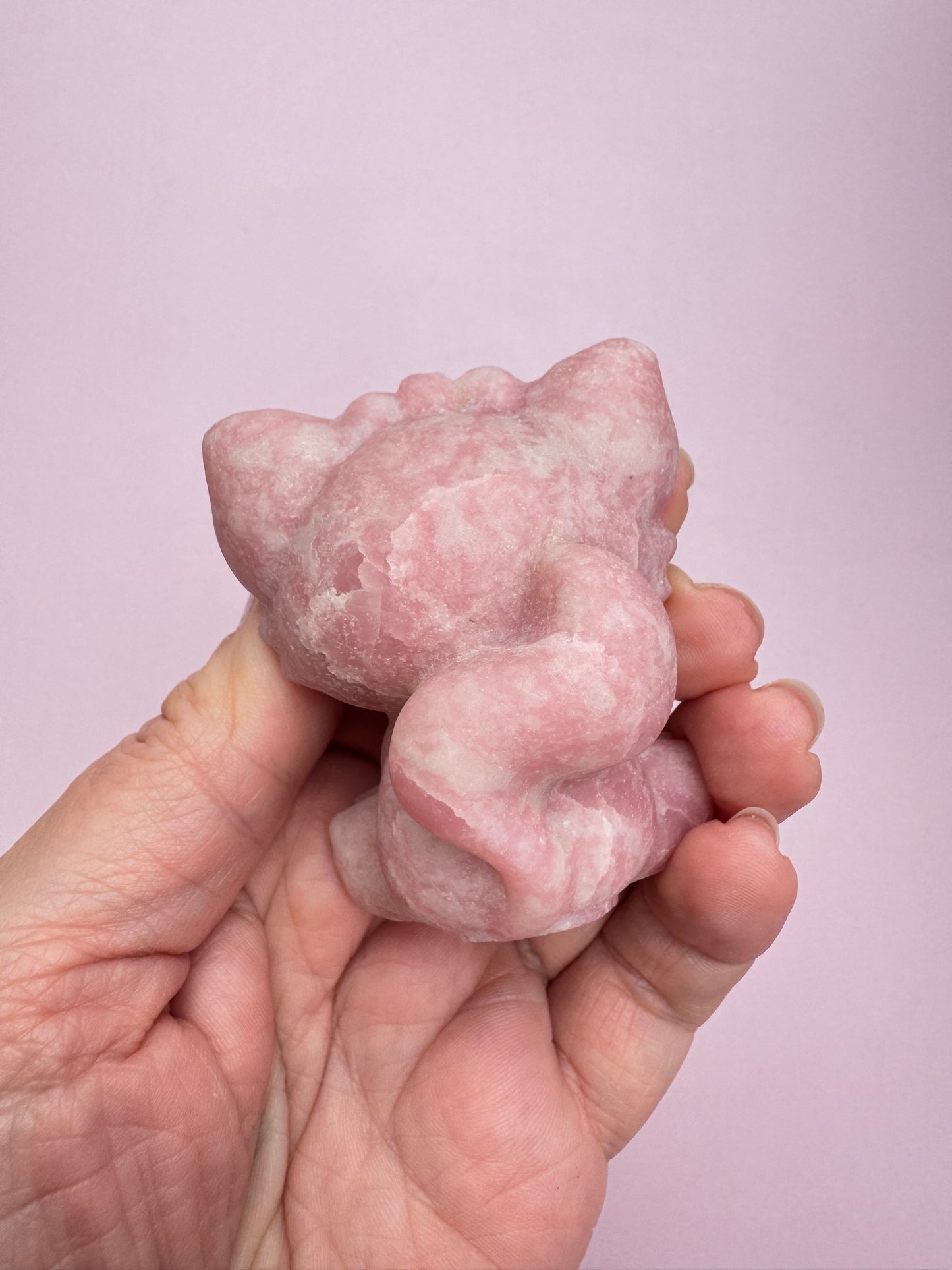 Pink Opal Fox Carving