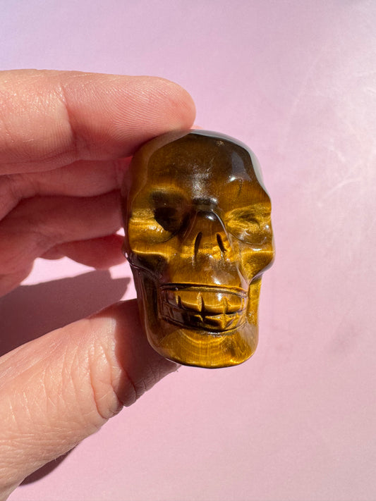 Tiger's Eye Skull Carving