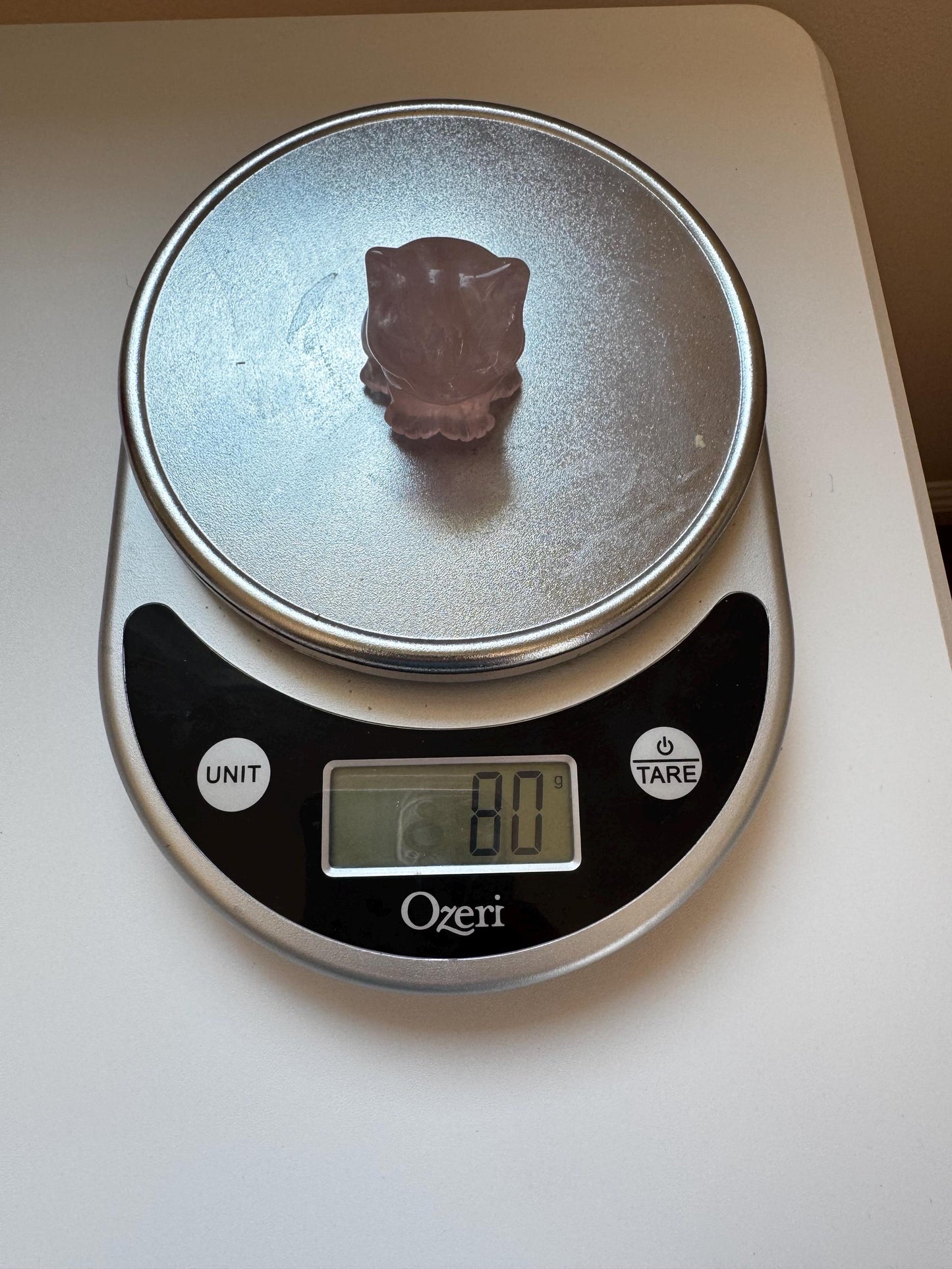Rose Quartz Sitting Cat Carving