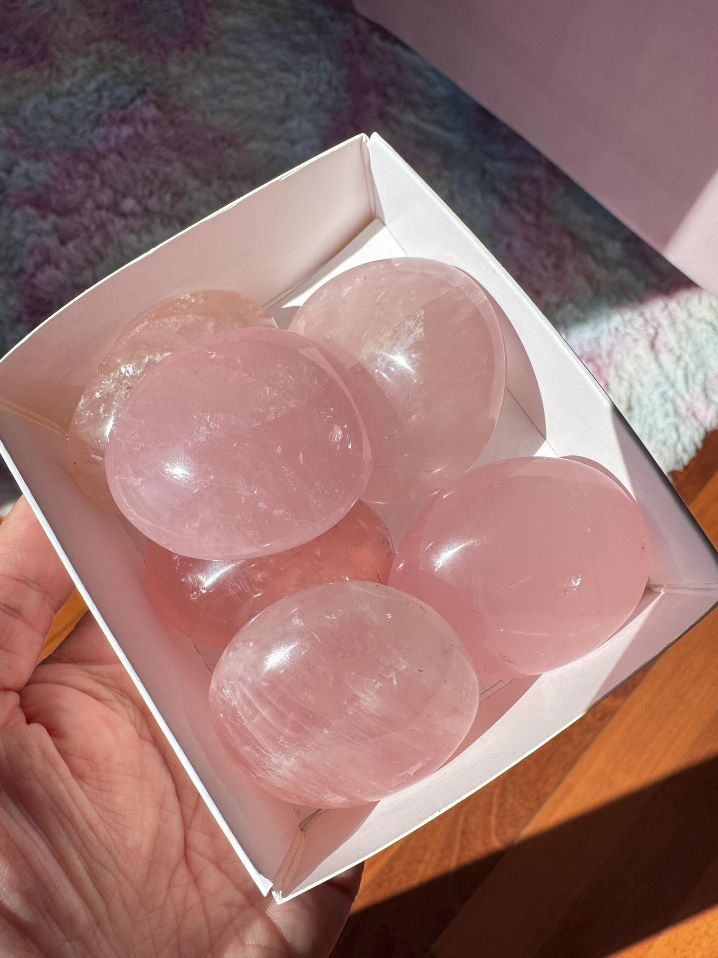 Rose Quartz Mini Palm Stones (2")