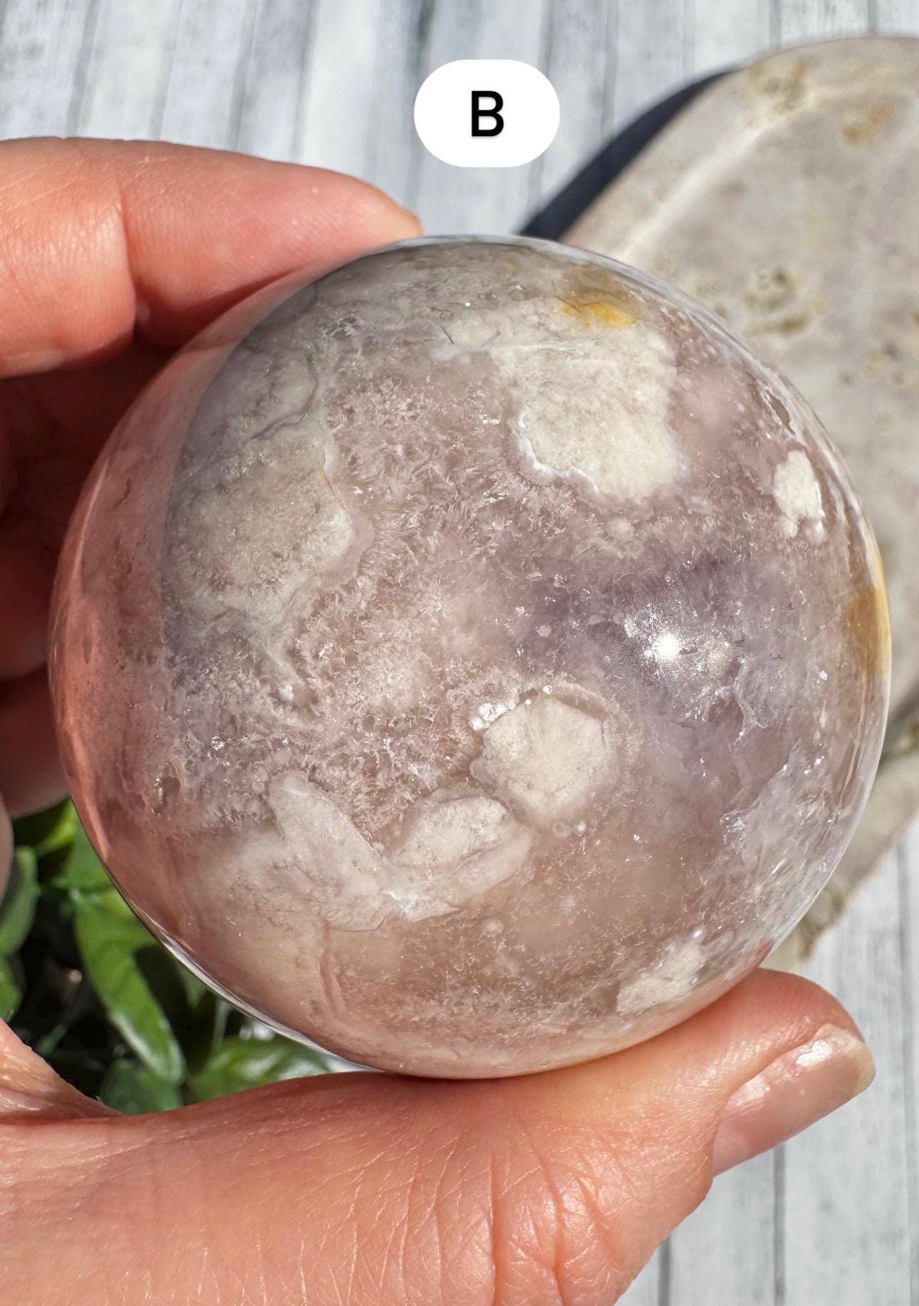 Flower Agate and Pink Amethyst Spheres; YOU CHOOSE - Nice Quality Crystal Sphere for Home Decor