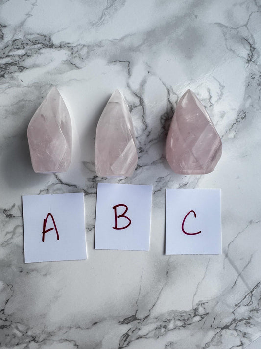 Rose Quartz Flame Carvings (2.5" - 3.5" tall) from Brazil