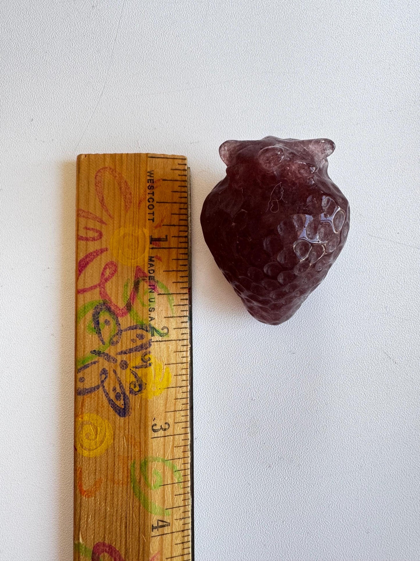 Strawberry Quartz Strawberry Carvings (2"); Beautiful Dark Pink Crystal Stone