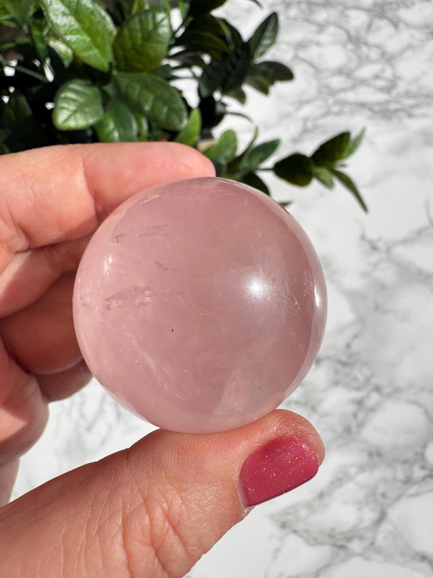 Rose Quartz Sphere (41.7 mm), Includes Stand