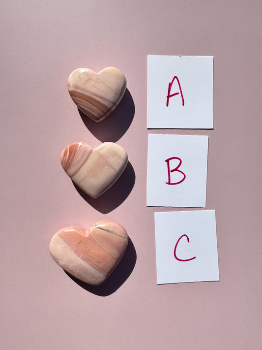 Pink Opal Heart Carvings from Madagascar; YOU CHOOSE
