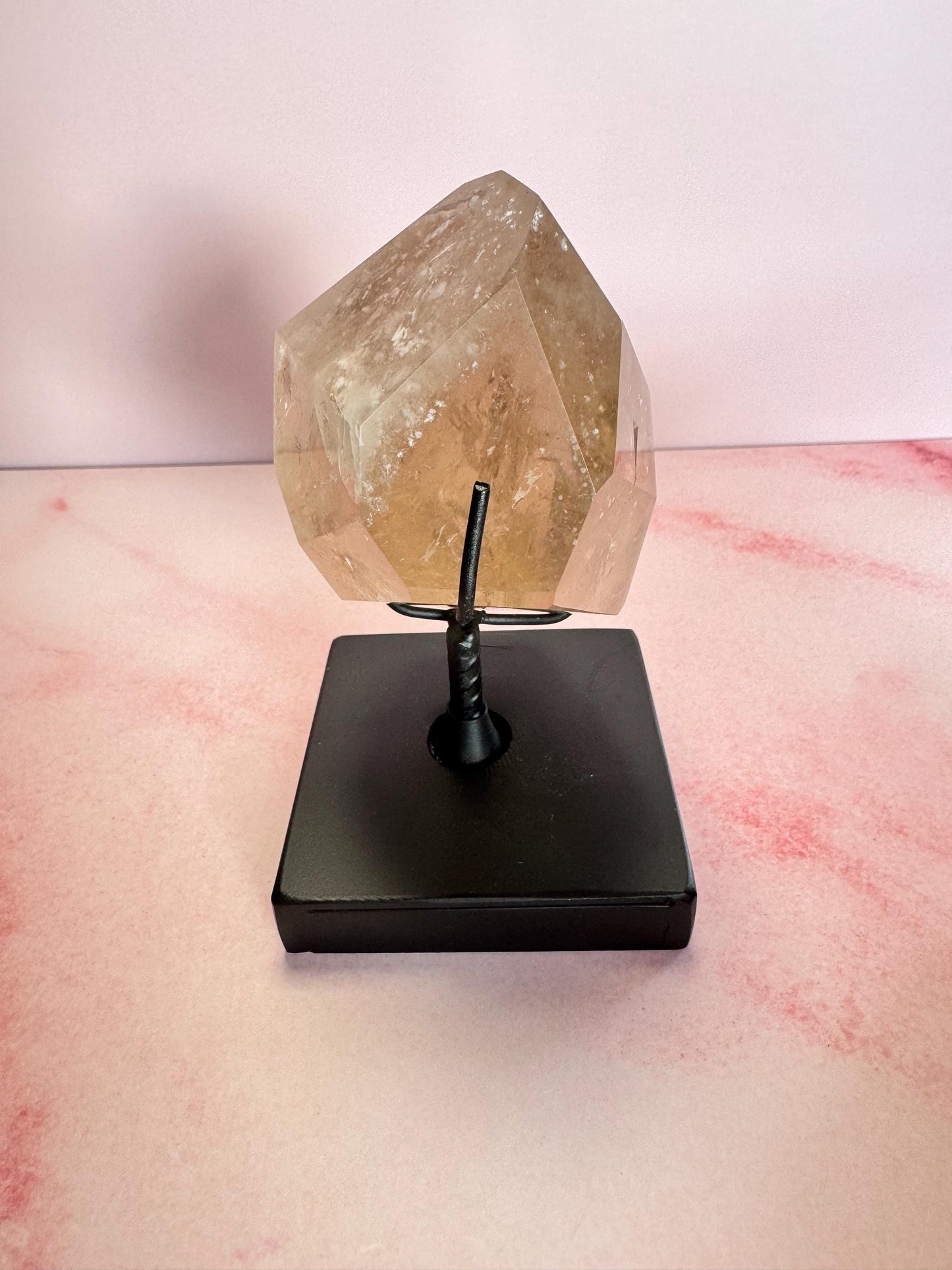 Natural Citrine Quartz Polished Freeform from Brazil on Spinning Stand