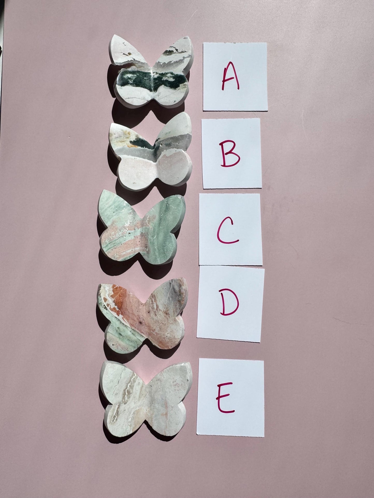 Pastel Unicorn Jasper 3D Butterfly Carvings - Item B