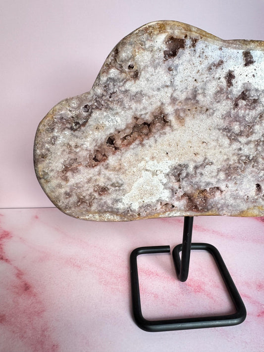 Pink Amethyst Cloud Carving on Stand