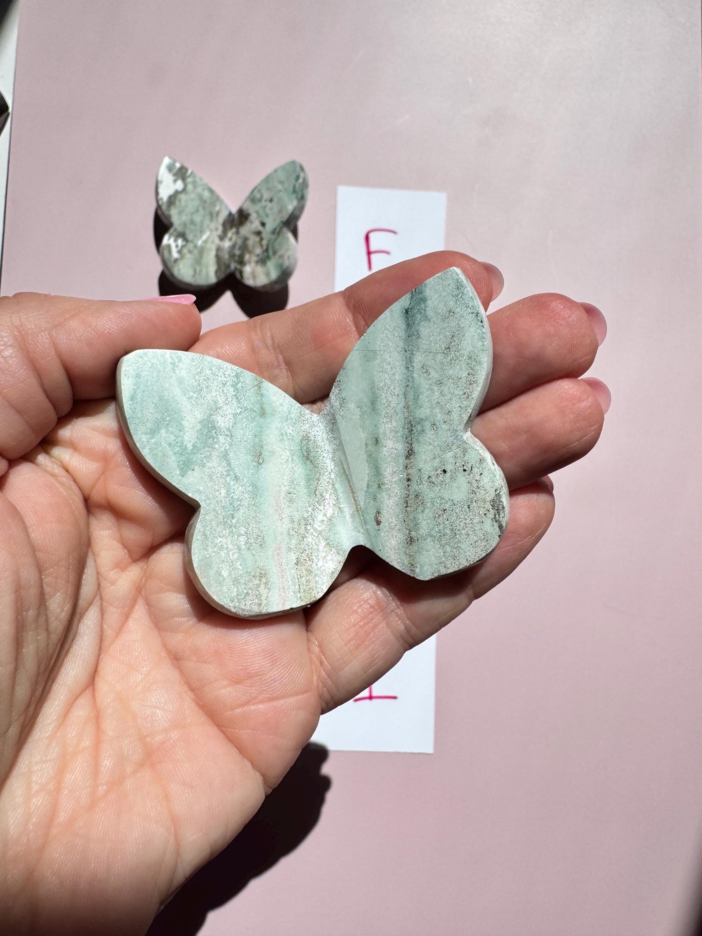 Pastel Unicorn Jasper 3D Butterfly Carvings - from India - Set 2