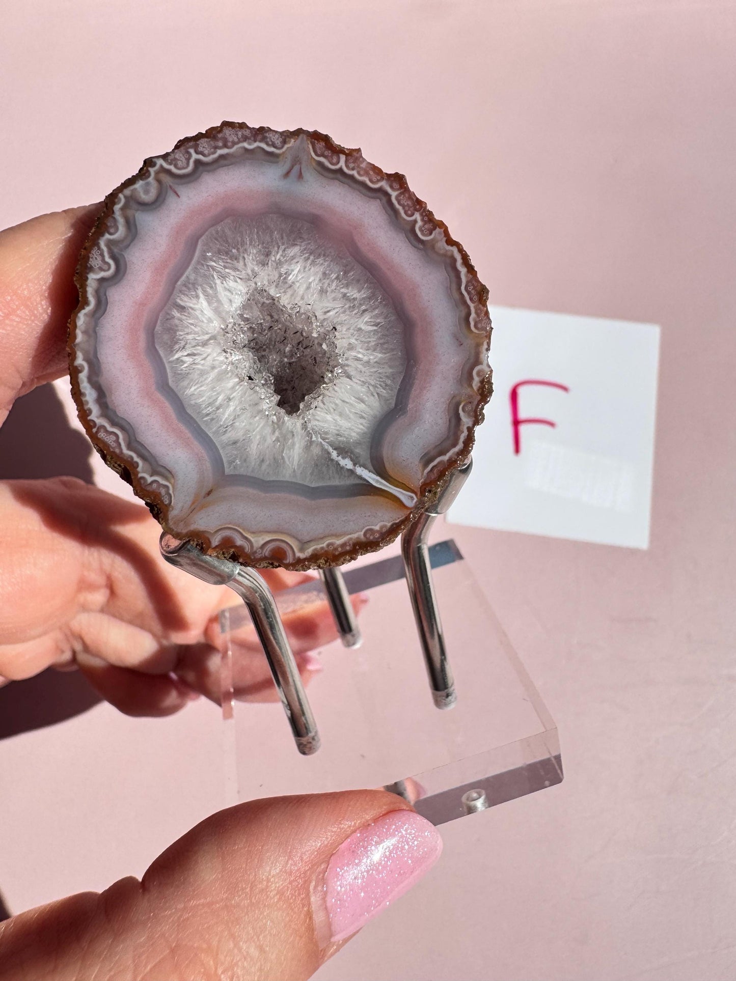 Pink Ombré and Blue Zhanguo Agate Specimen - Sparkly Druzy Center!
