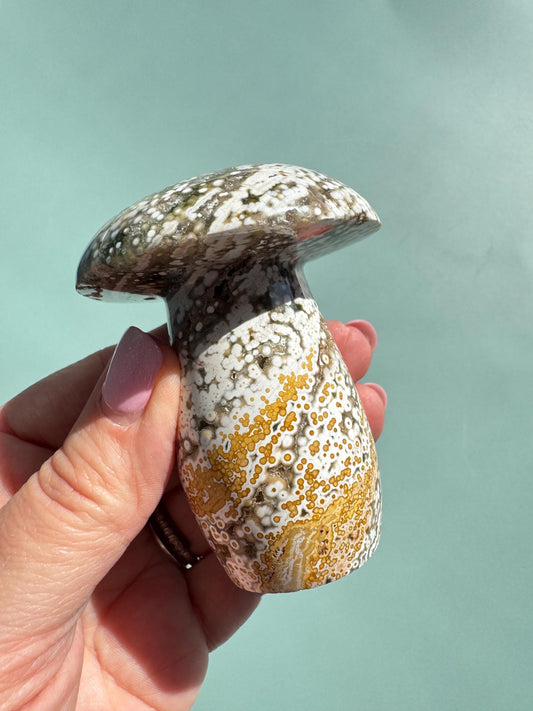 Ocean Jasper Mushroom Carving from Madagascar - Item A
