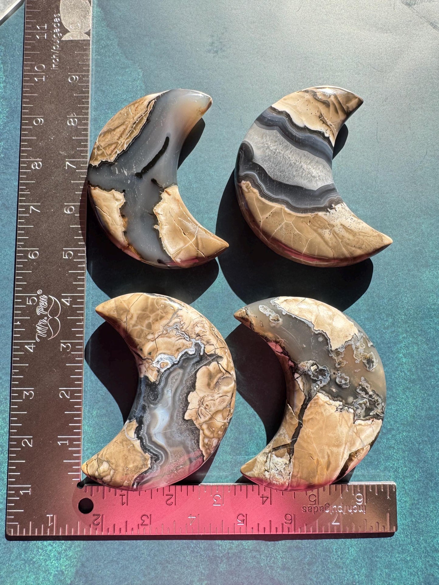 Volcano Agate Moon Carvings - UV Reactive; YOU CHOOSE