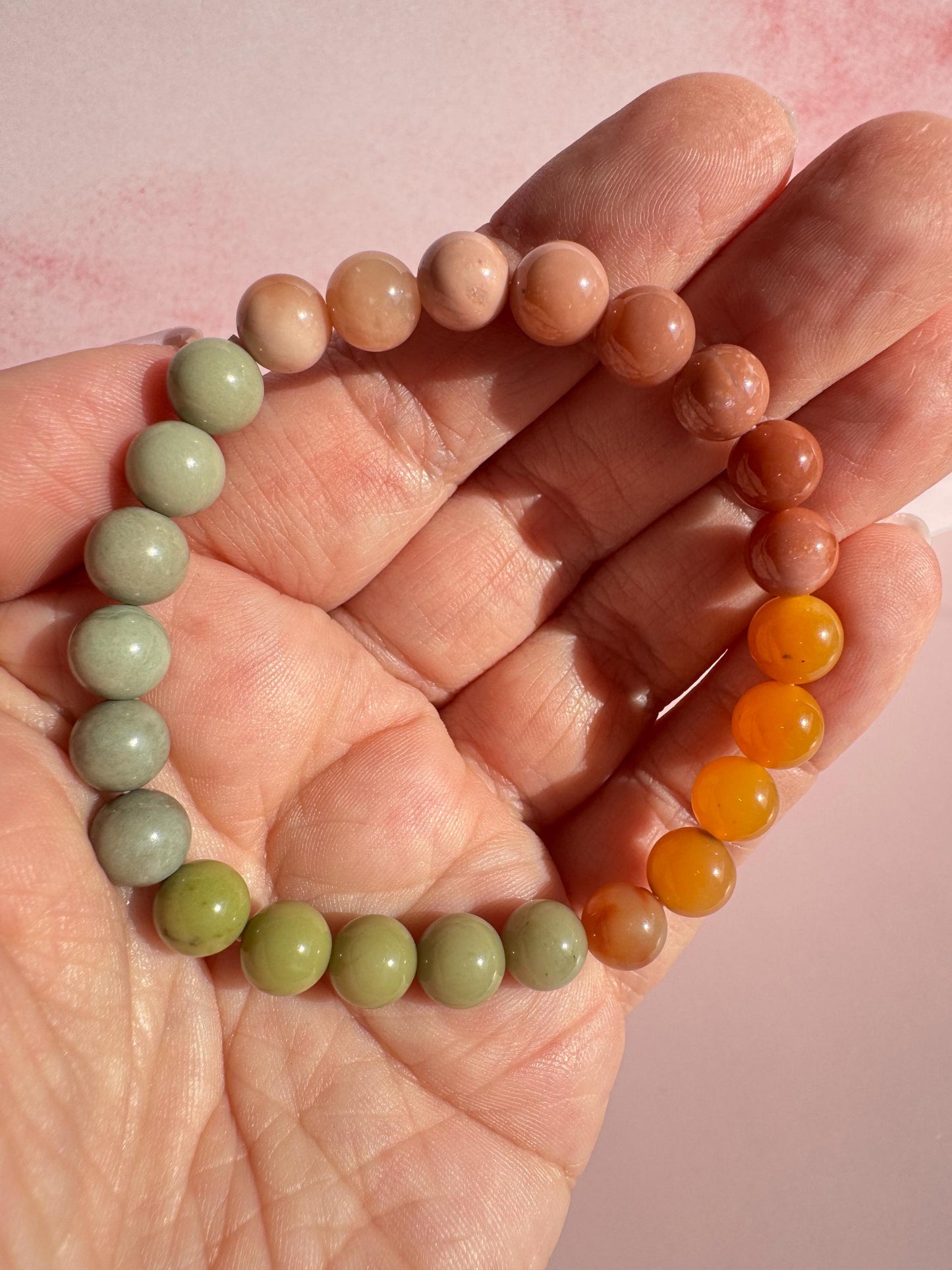 Alashan Jade Beaded Bracelet; 8mm Stretchy Cord; 6.25" Diameter