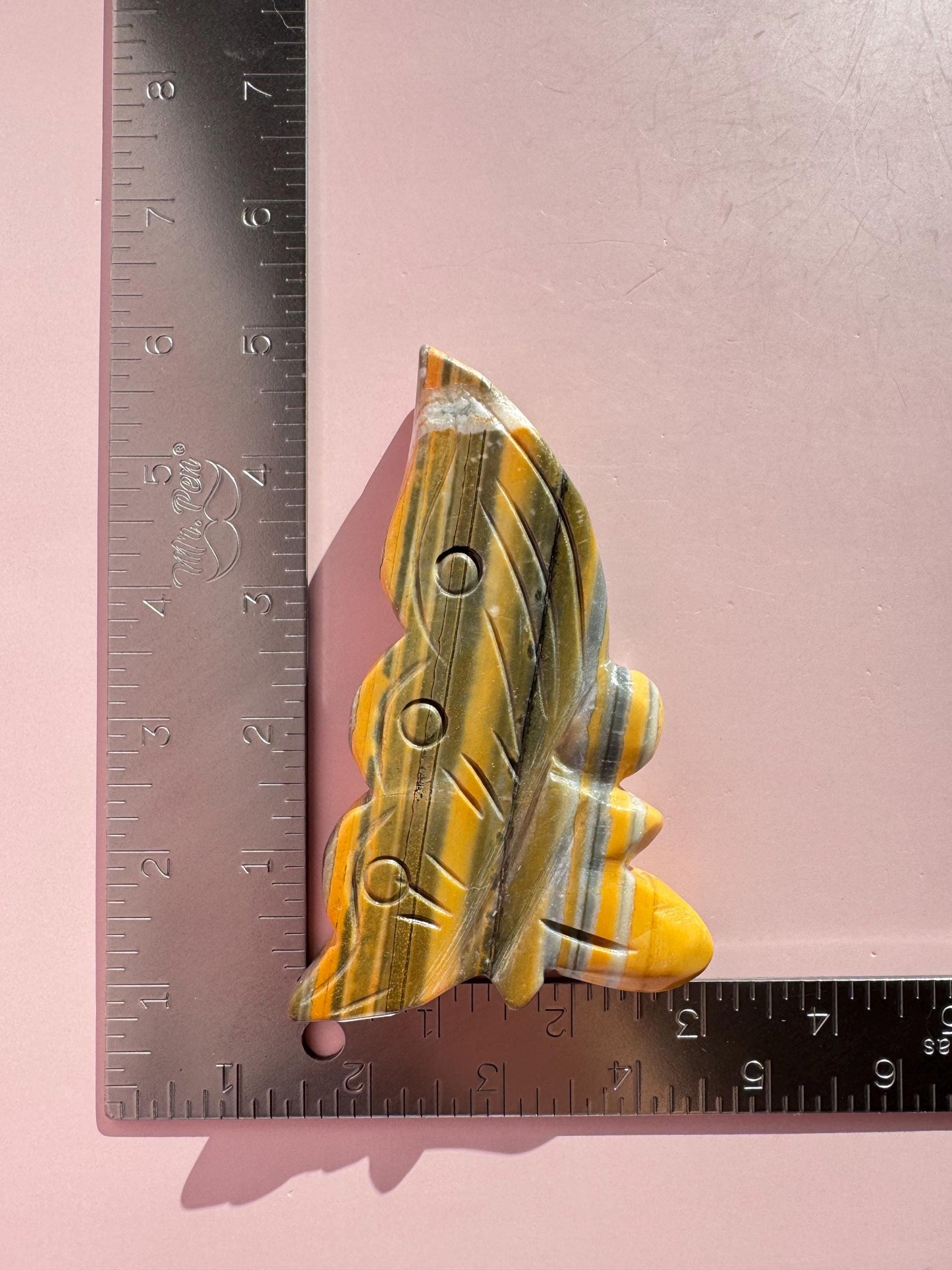 Yellow and Black Bumblebee Jasper Fairy Carving