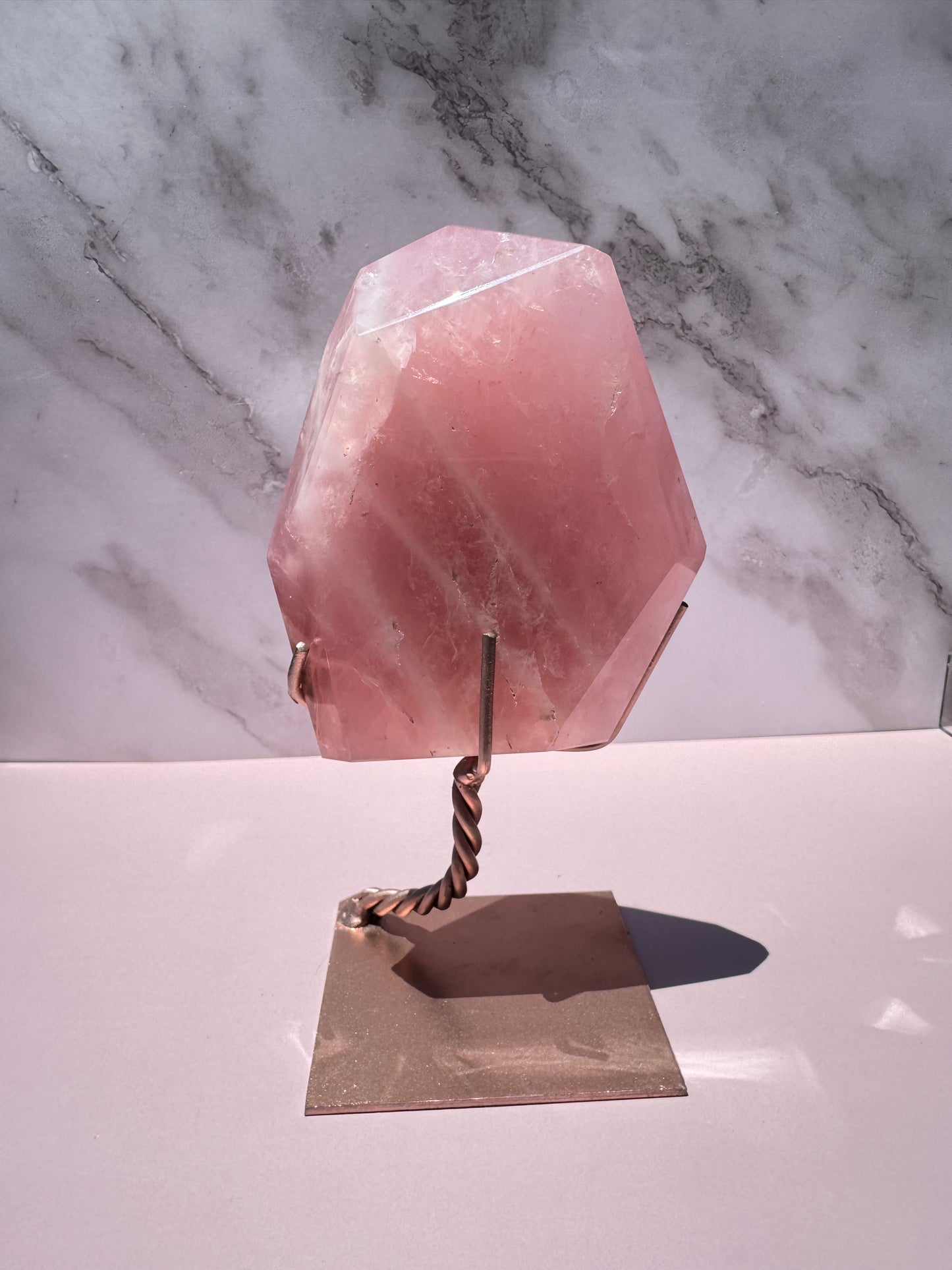 Rose Quartz Polished Freeform on Stand, from Brazil - Item C