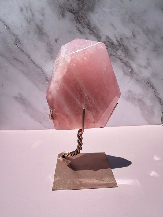 Rose Quartz Polished Freeform on Stand, from Brazil - Item C