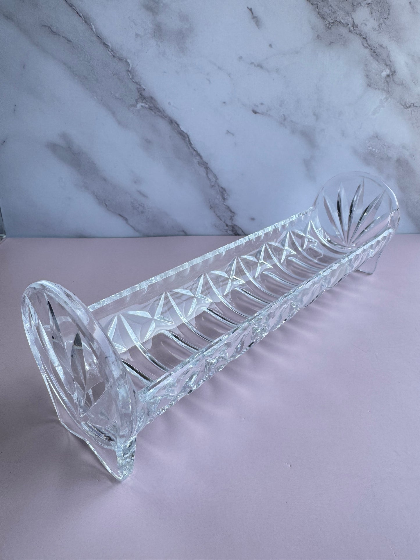 Long Cut Crystal Dish