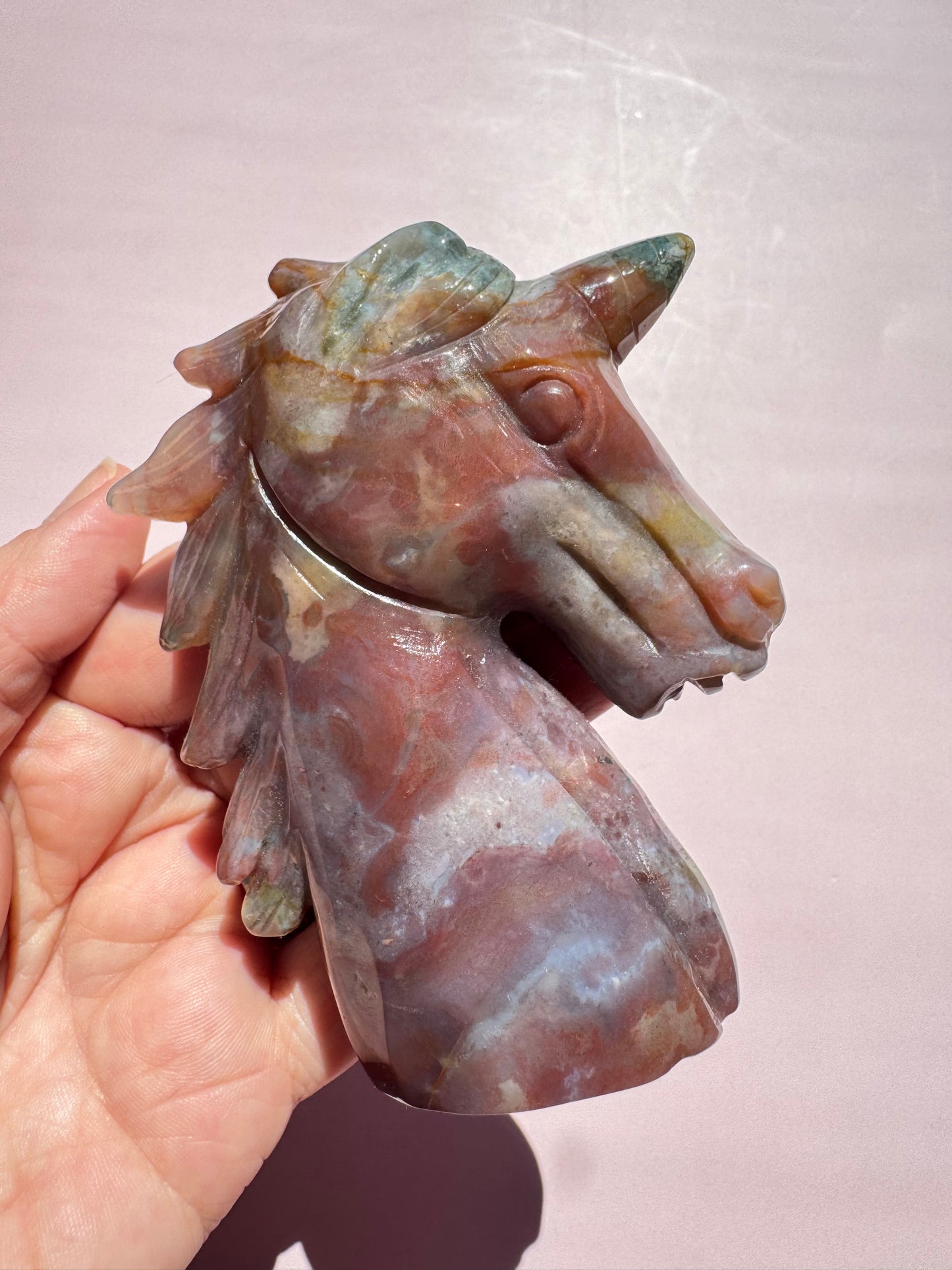 Sea Jasper Unicorn Carving - Item B