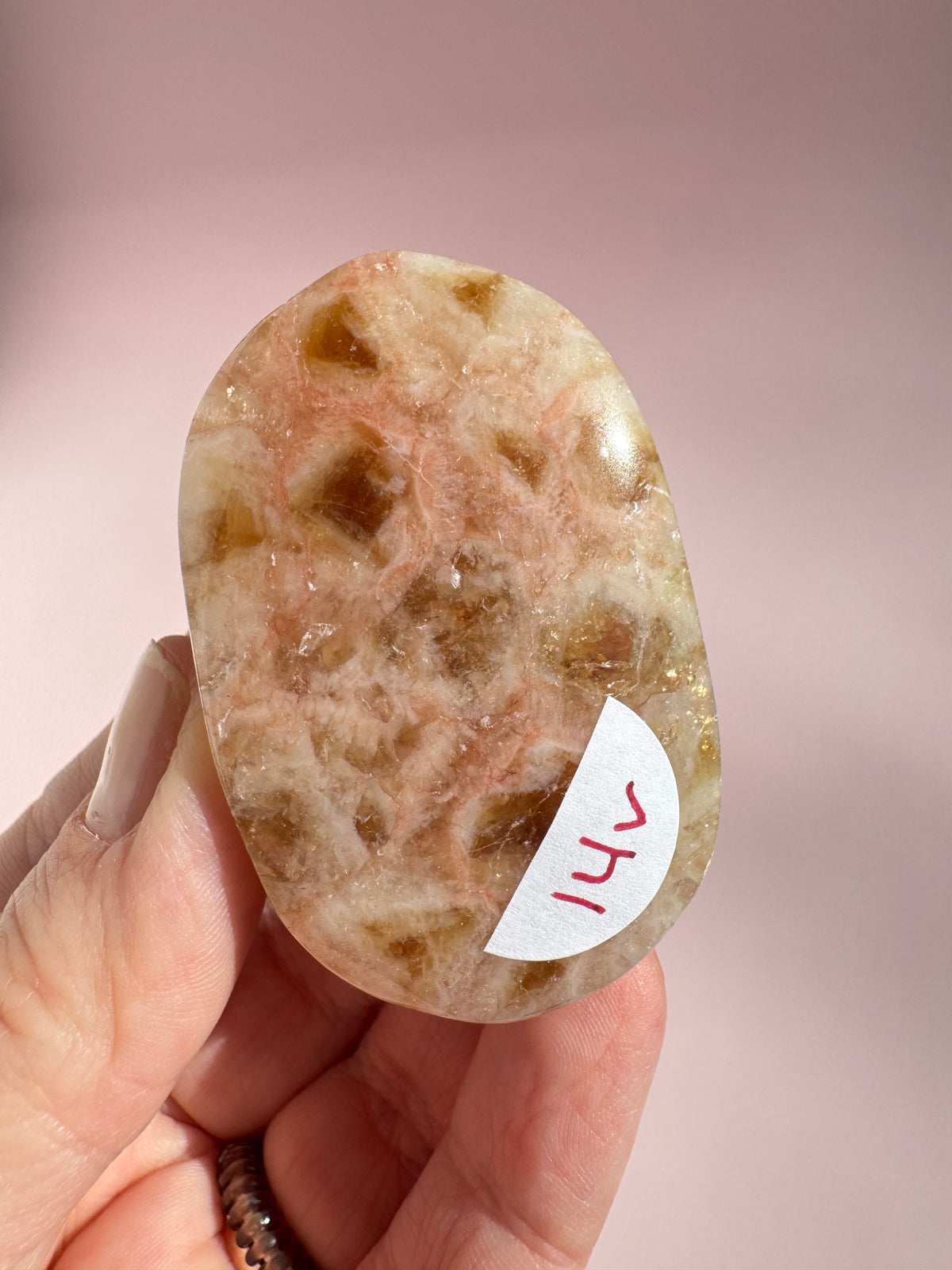 Honeycomb Citrine (Treated) Palm Stone - Item V