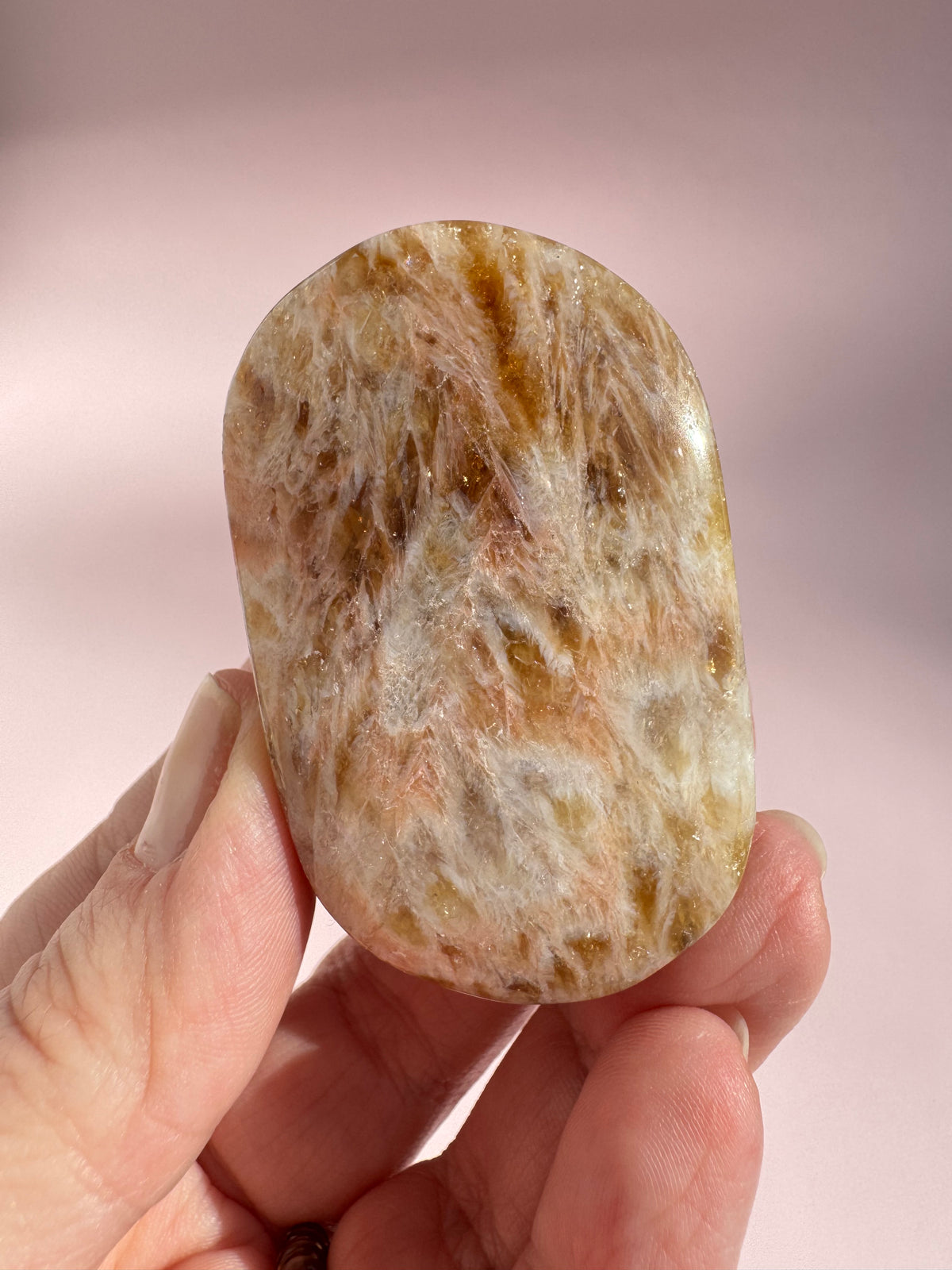 Honeycomb Citrine (Treated) Palm Stone - Item S