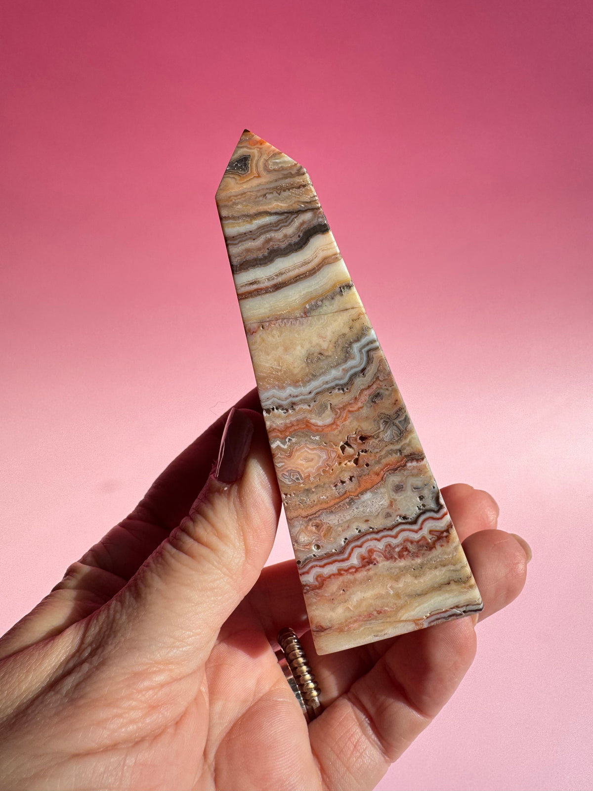 Pink Crazy Lace Agate Tower - ITEM T