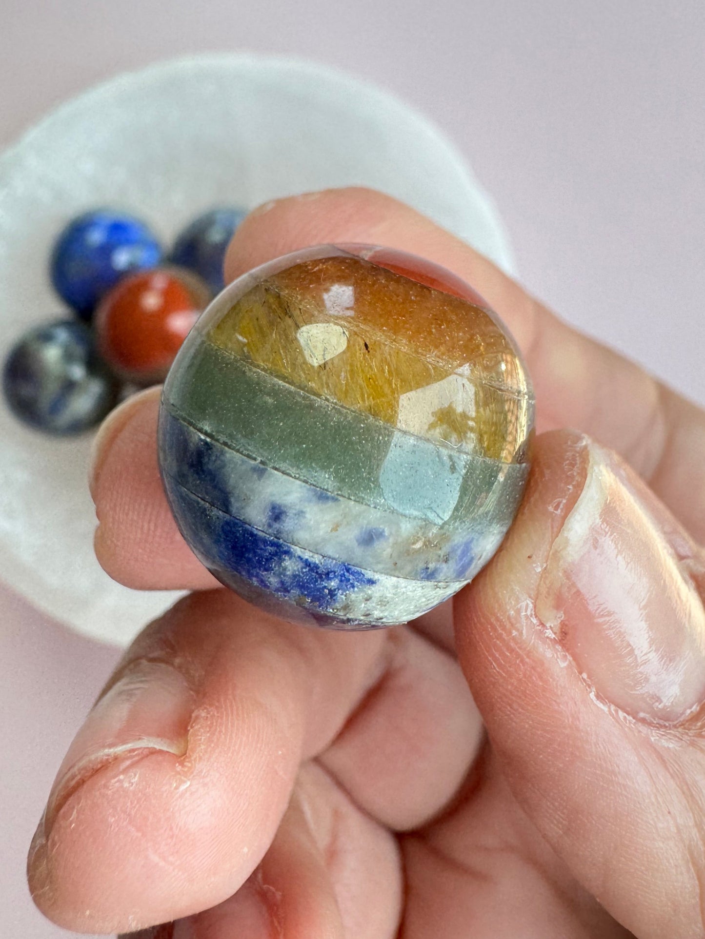 Rainbow Mini Sphere Carving - 0.8" (≈ 2 cm)