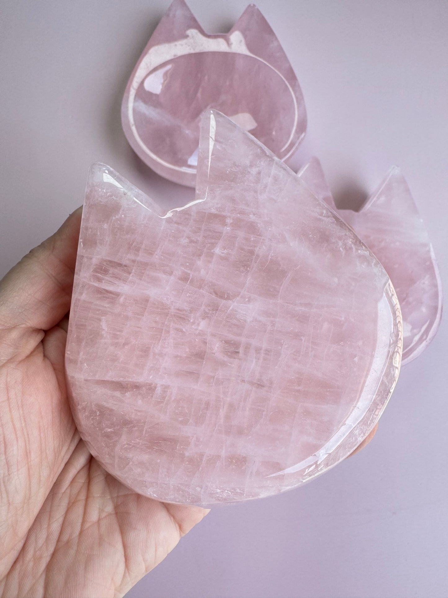 Rose Quartz Cat Shaped Bowl