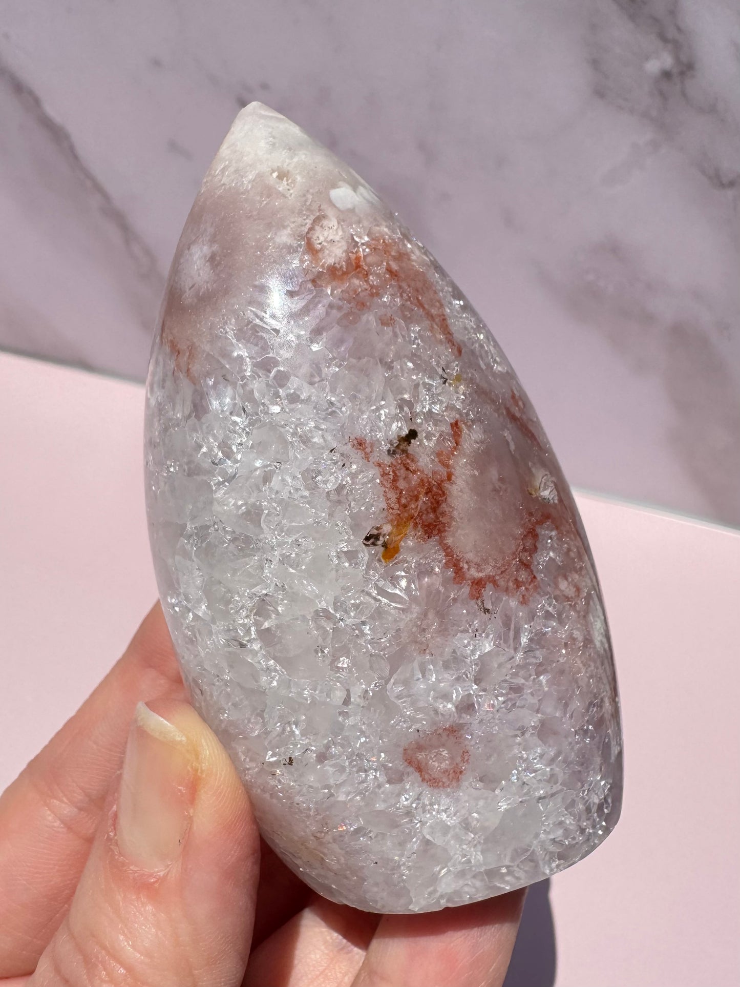 Flower Agate and Pink Amethyst Freeform - Item D