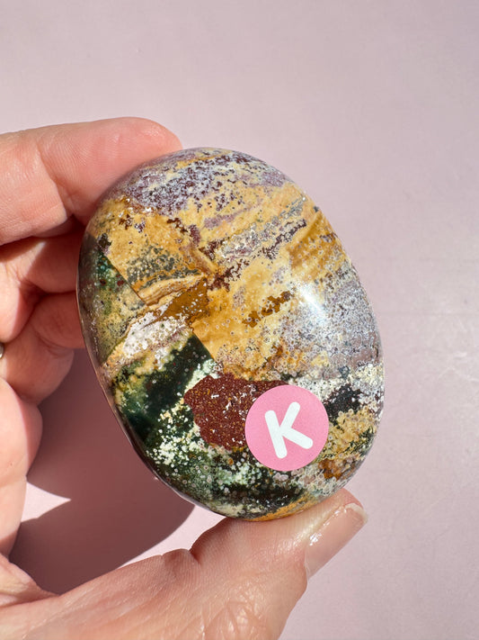 Unicorn Jasper Palm Stone - from India (Item K)