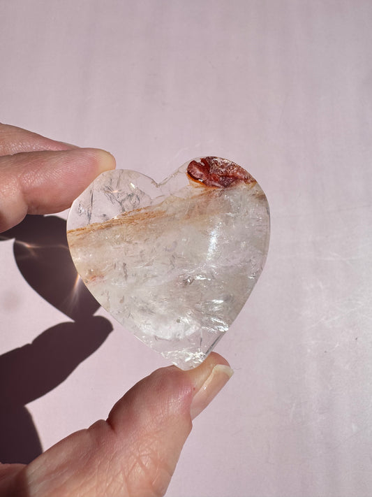 Golden Hematoid Quartz Heart Carving - Item F