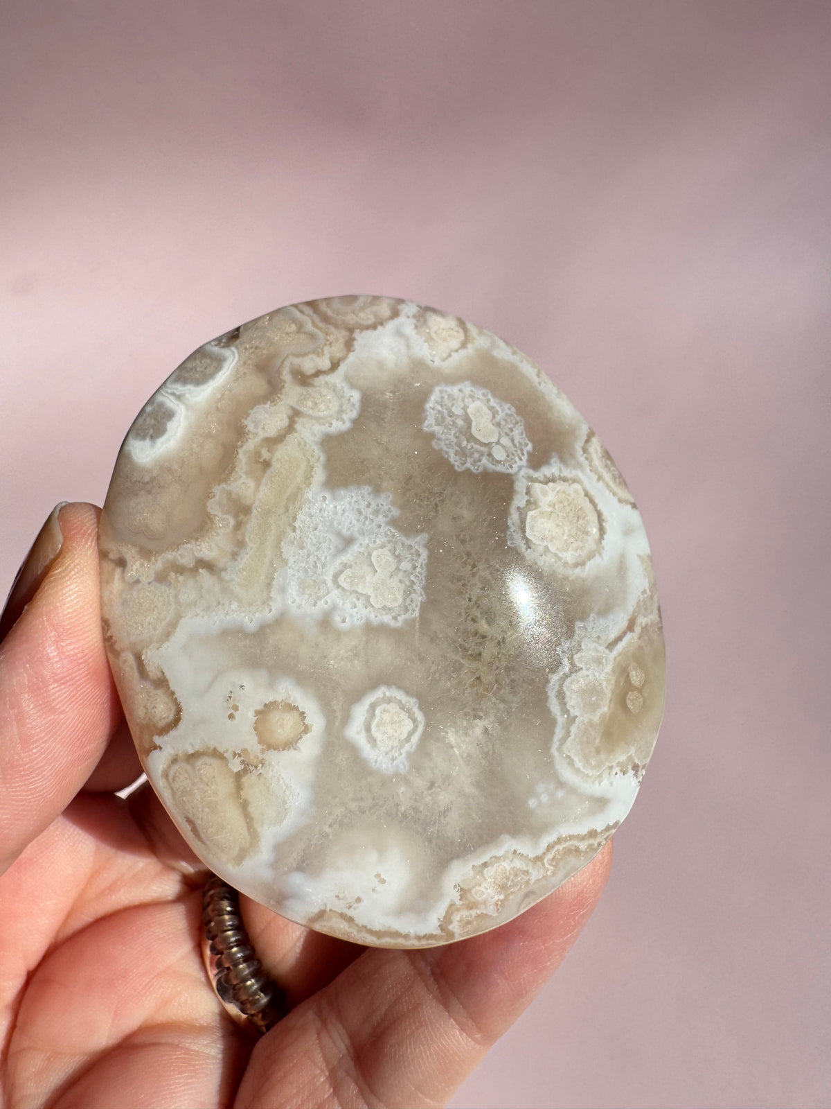 Flower Agate Palm Stone