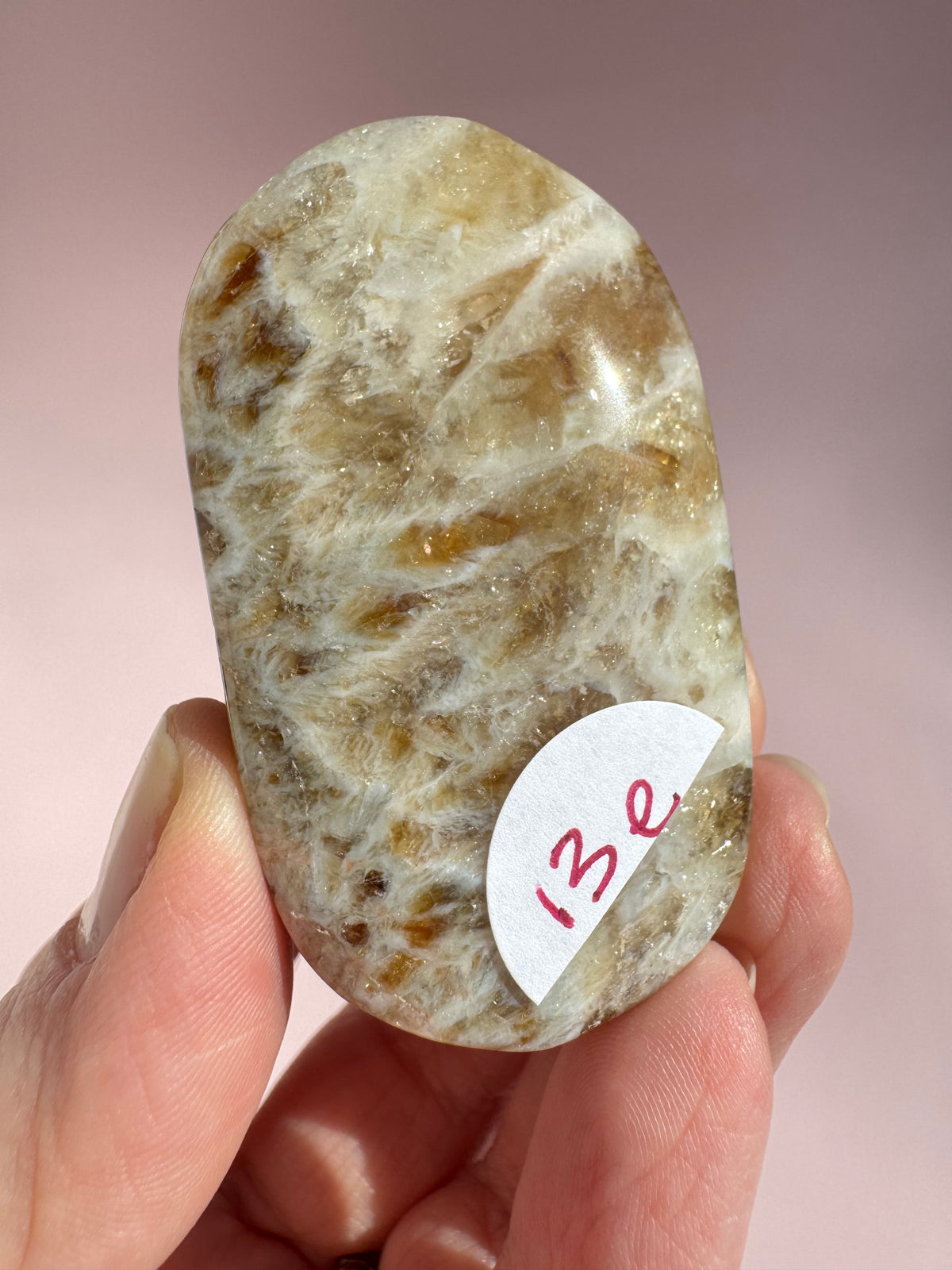 Honeycomb Citrine (Treated) Palm Stone - Item E