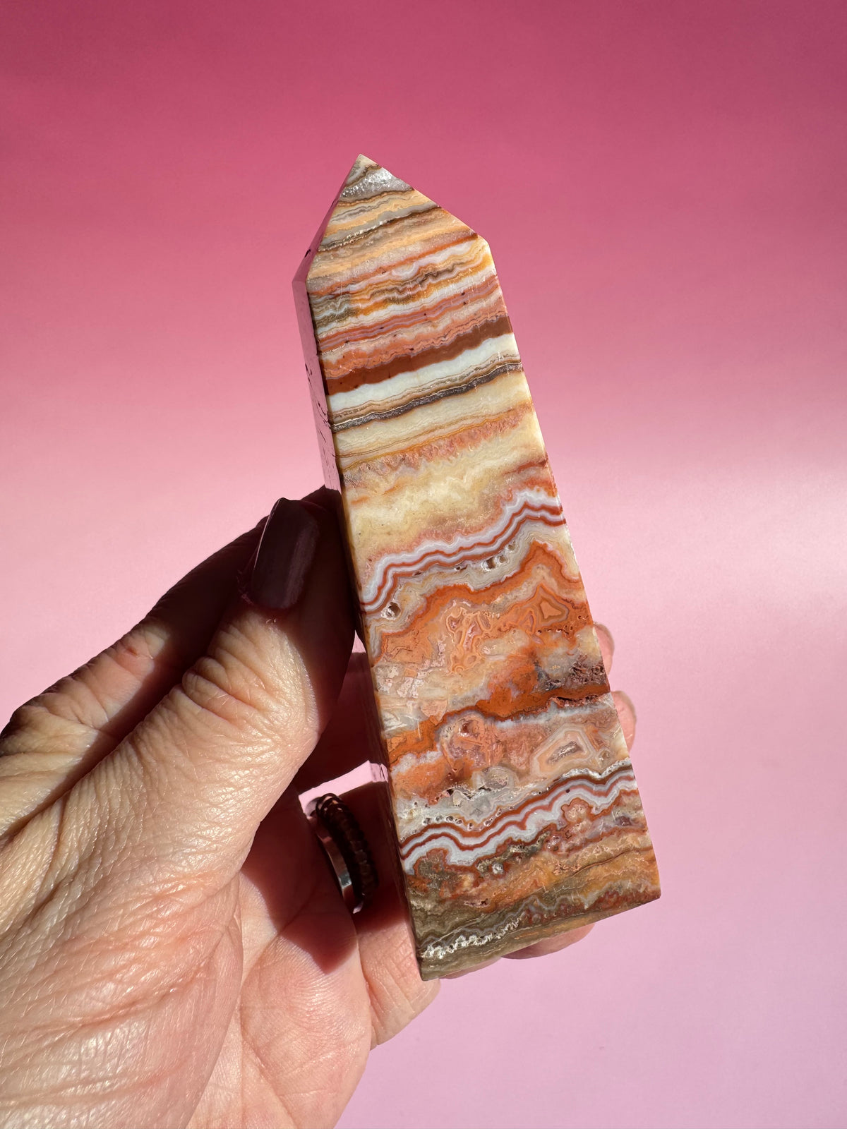 Pink Crazy Lace Agate Tower - ITEM U